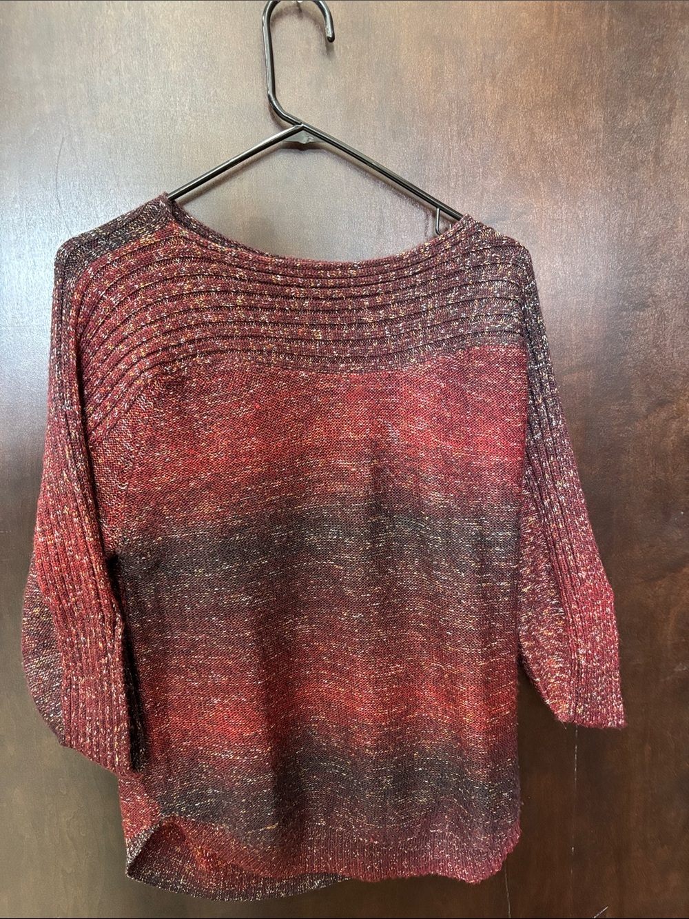 DB Relaxed Scoop-Neck Sweater in Burgundy Marled Knit